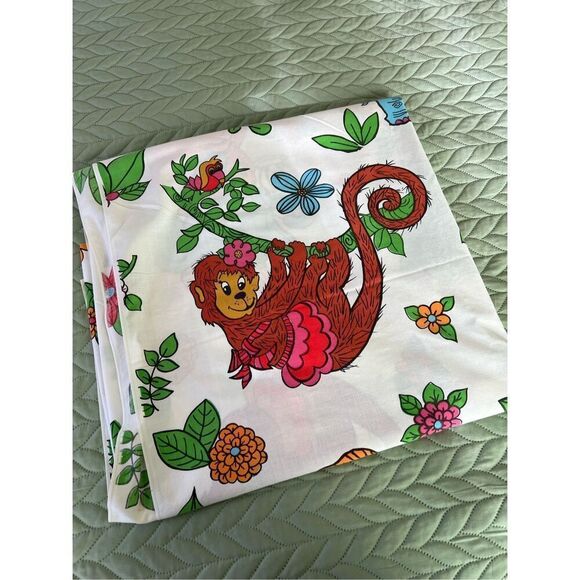 Vintage Mod MCM 1970s Cannon “Jungle Animals” Twin Flat Sheet - Picture 2 of 10